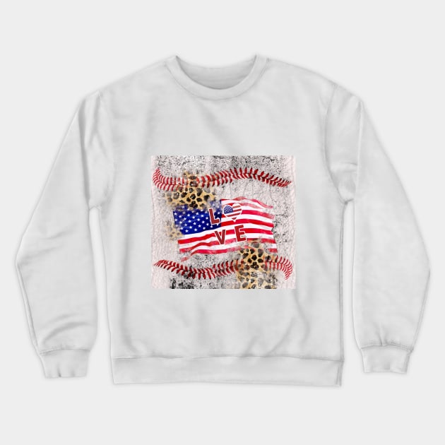 Baseball leopard America love Crewneck Sweatshirt by 2SUNS